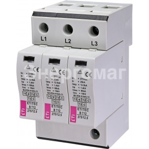 Ограничитель перенапряжений или УЗИП ETI 002440321 ETITEC B T12 275/12.5 (3+0) 3p